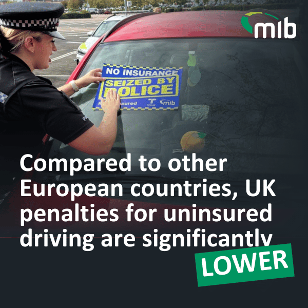Compared to other European countries, UK penalties for uninsured driving are significantly lower