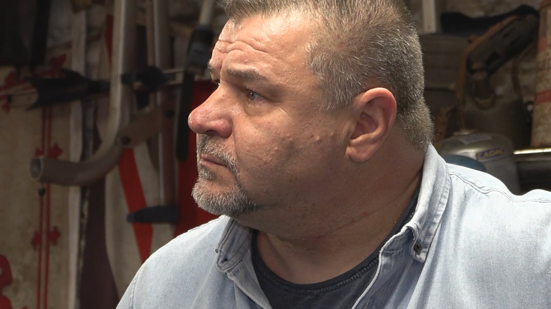 A man looking to the left.